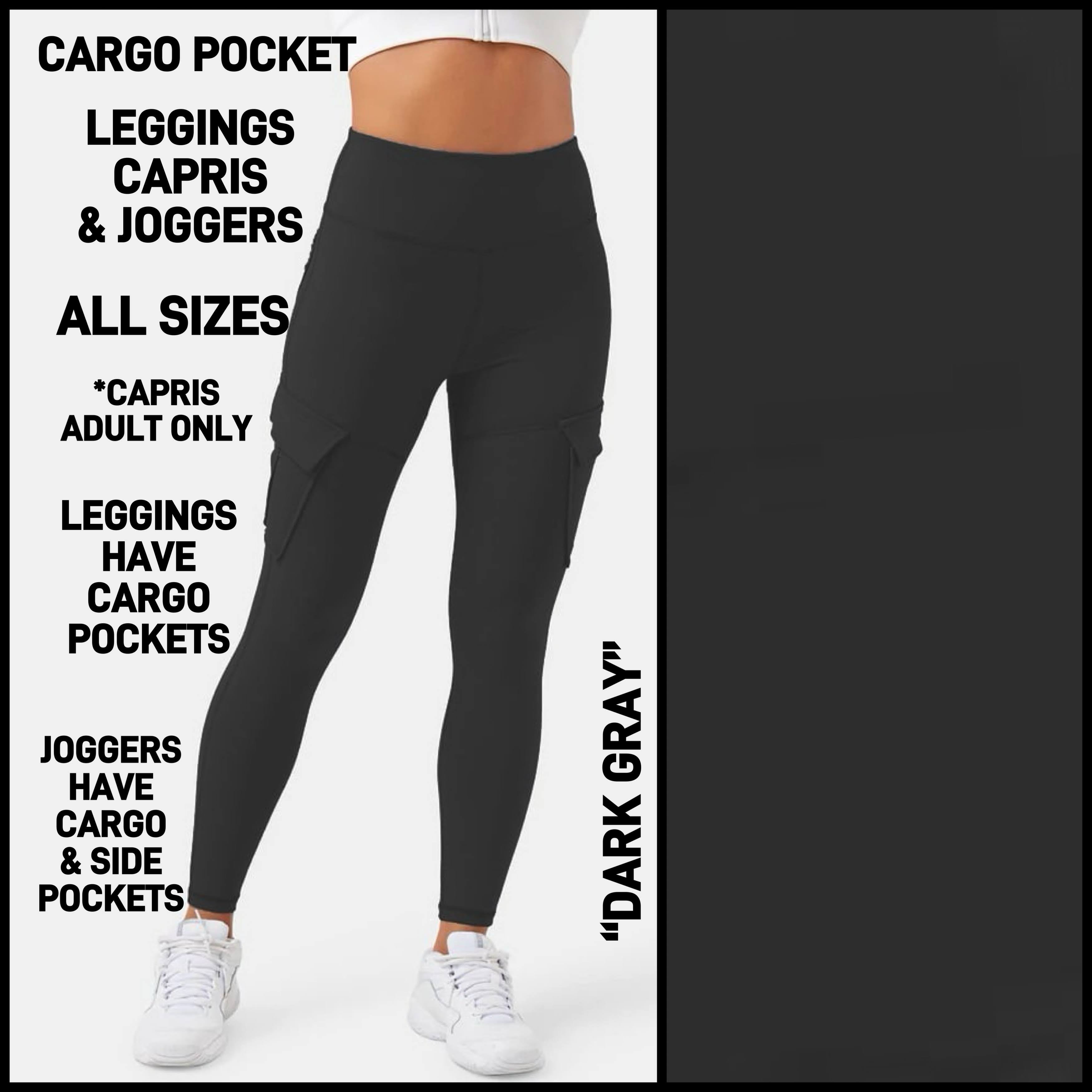 CA3P - Dark Gray Capris/Leggings/Unisex Joggers with Cargo Pockets - Preorder ETA: Late Jan