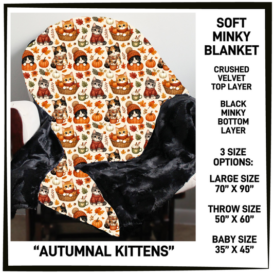 AU1M - Autumnal Kittens Minky Blanket - Preorder Closing 9/2 ETA: Late Oct