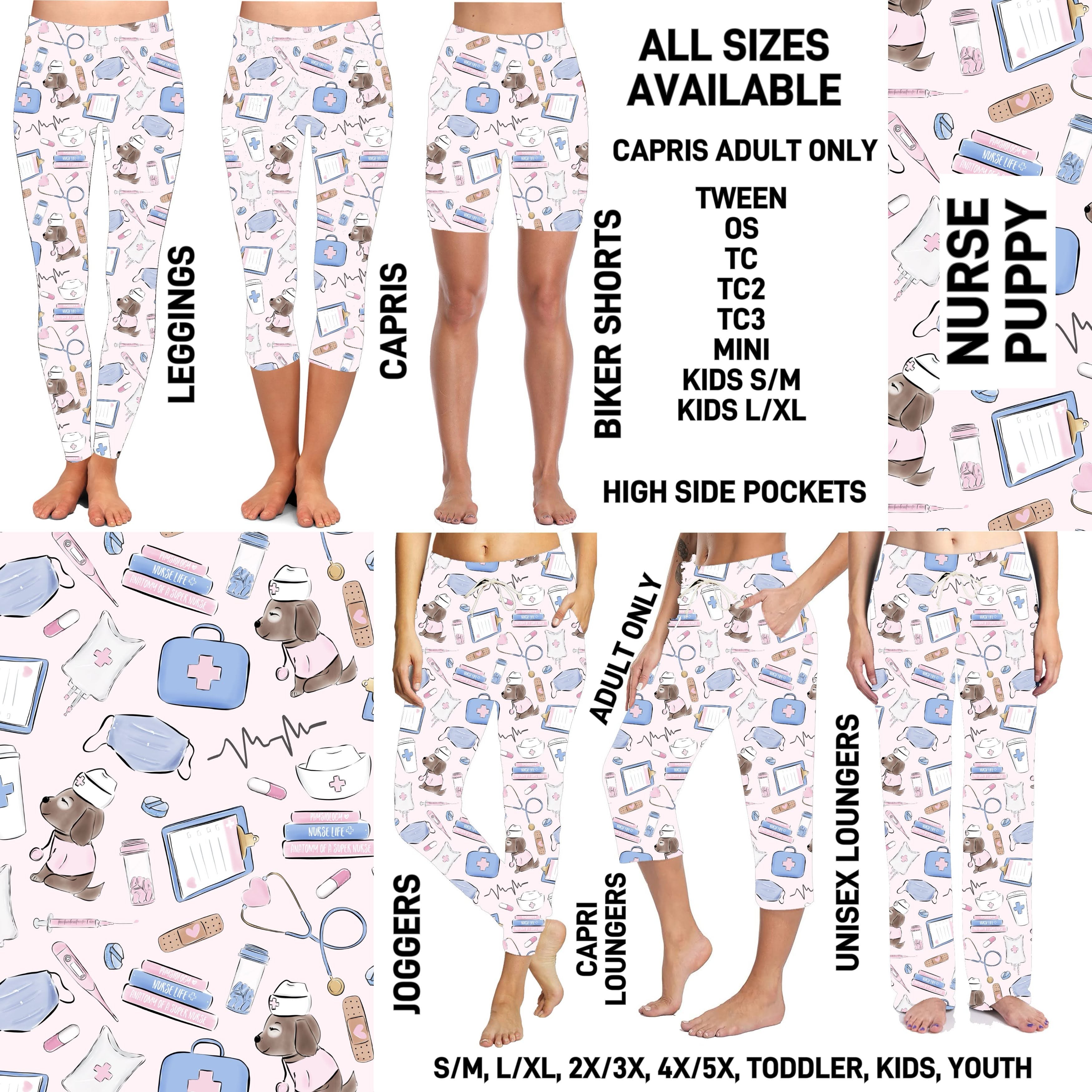 P1FT - Nurse Puppy Biker/Capris/Leggings with High Side Pockets - Preorder ETA: Late Jan