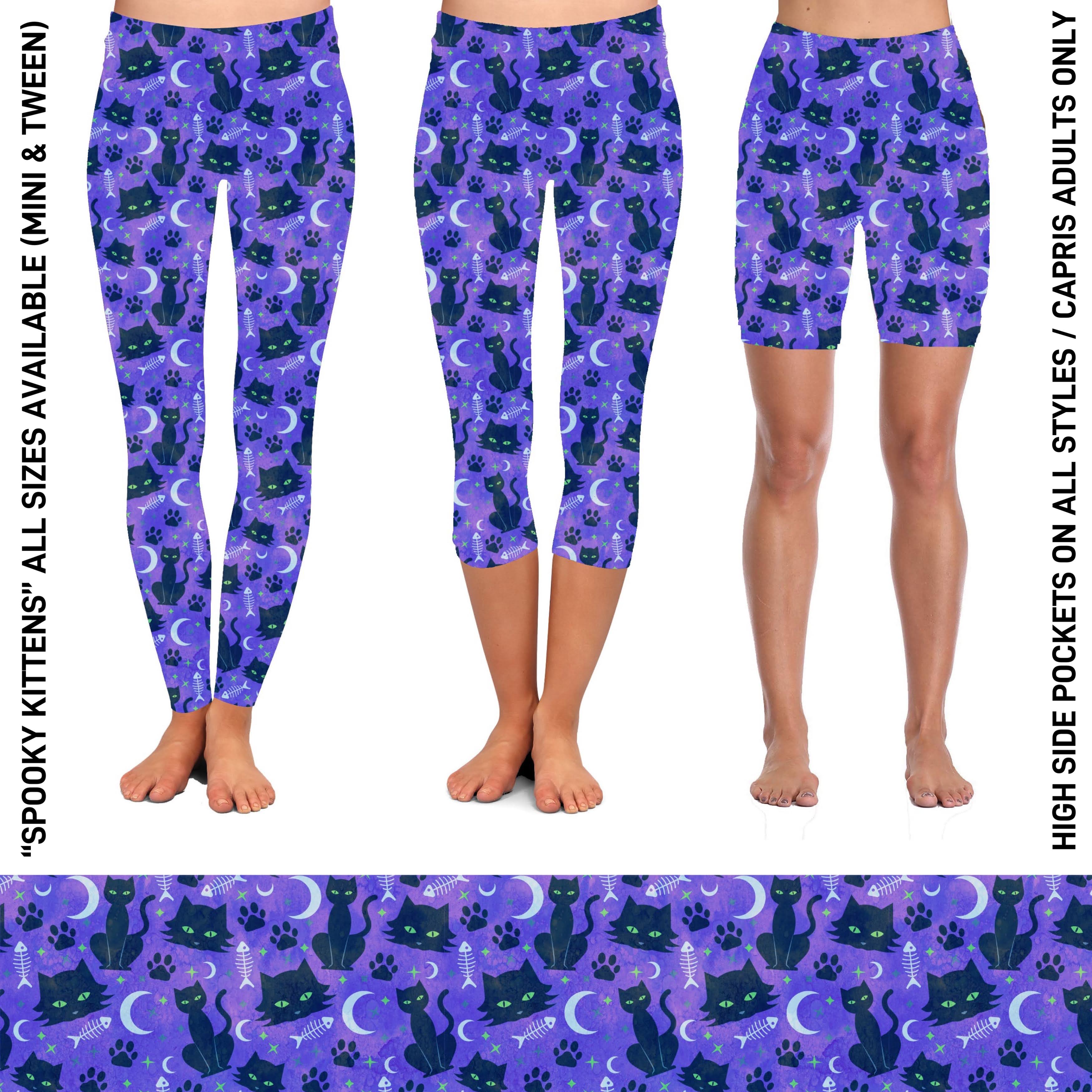 RTS - Spooky Kittens Capris with High Side Pockets