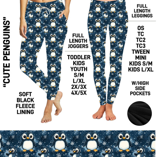 FL6C - Cute Penguins Fleece-Lined Leggings/Unisex Joggers - Preorder Closing 9/8 ETA: Early Dec