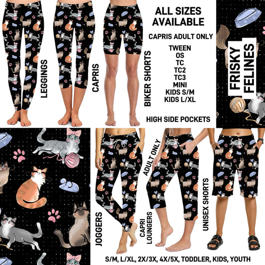 RTS - Frisky Felines Leggings with High Side Pockets