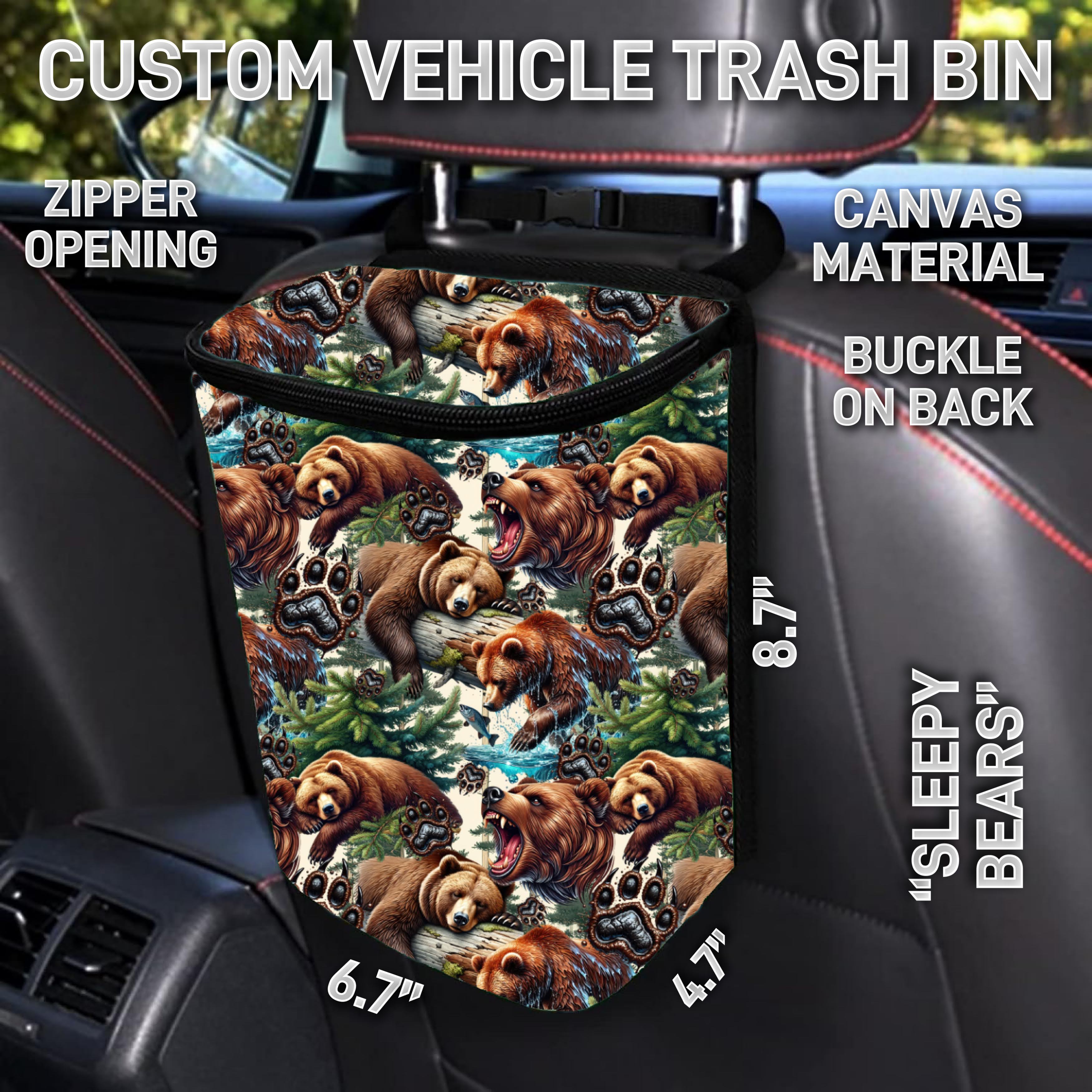 VT2B - Sleepy Bears Car Trash Bins - Preorder ETA: Early Feb