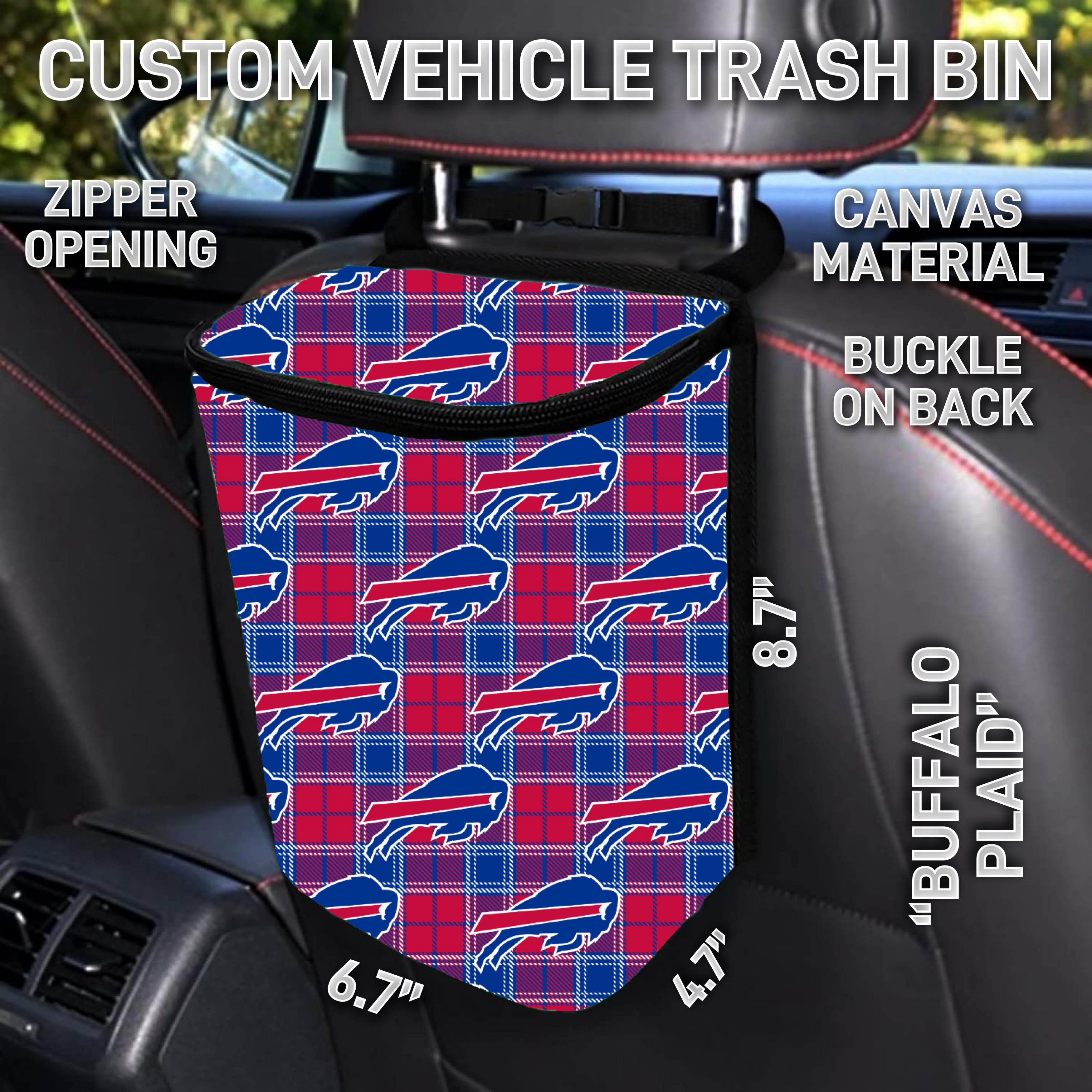 VT2B - Buffalo Plaid Car Trash Bins - Preorder ETA: Early Feb