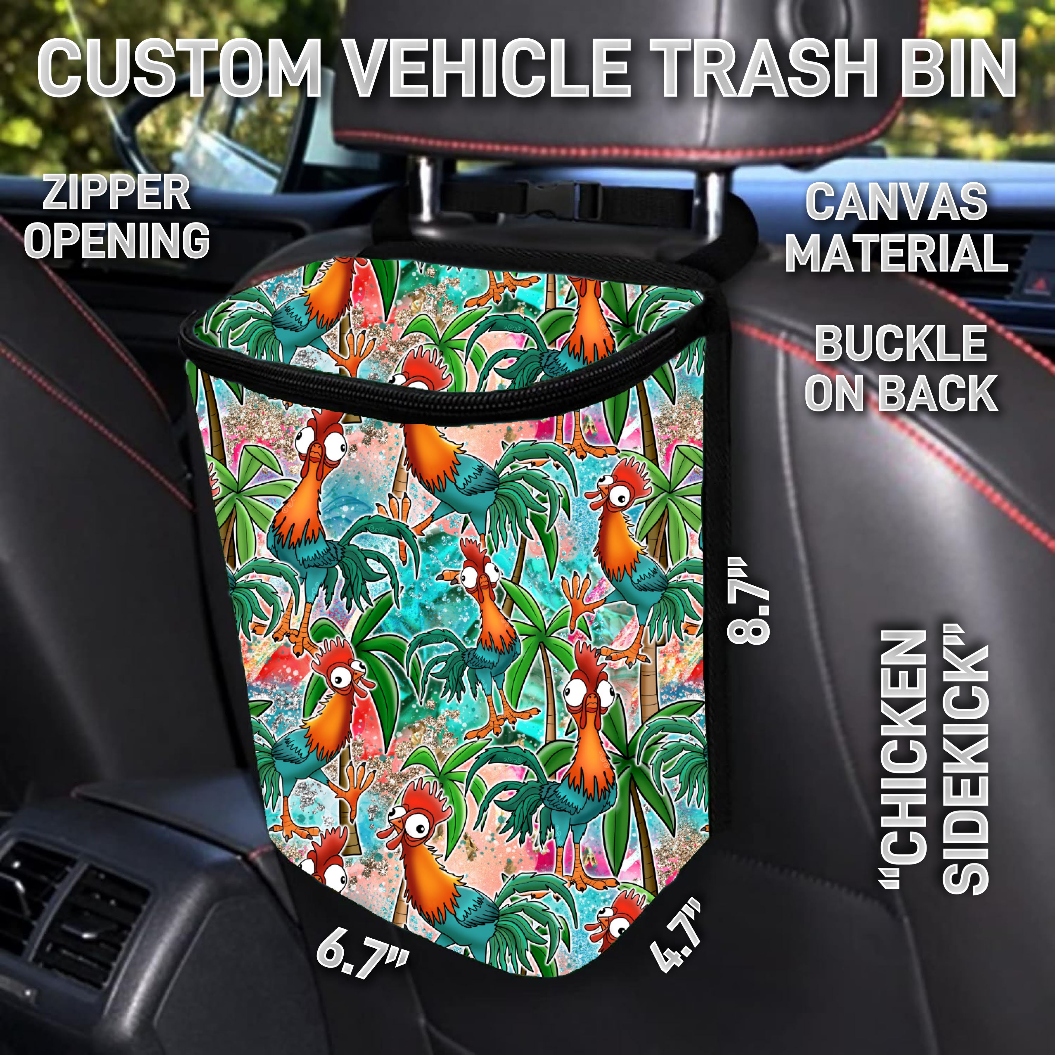 VT2B - Chicken Sidekick Car Trash Bins - Preorder ETA: Early Feb