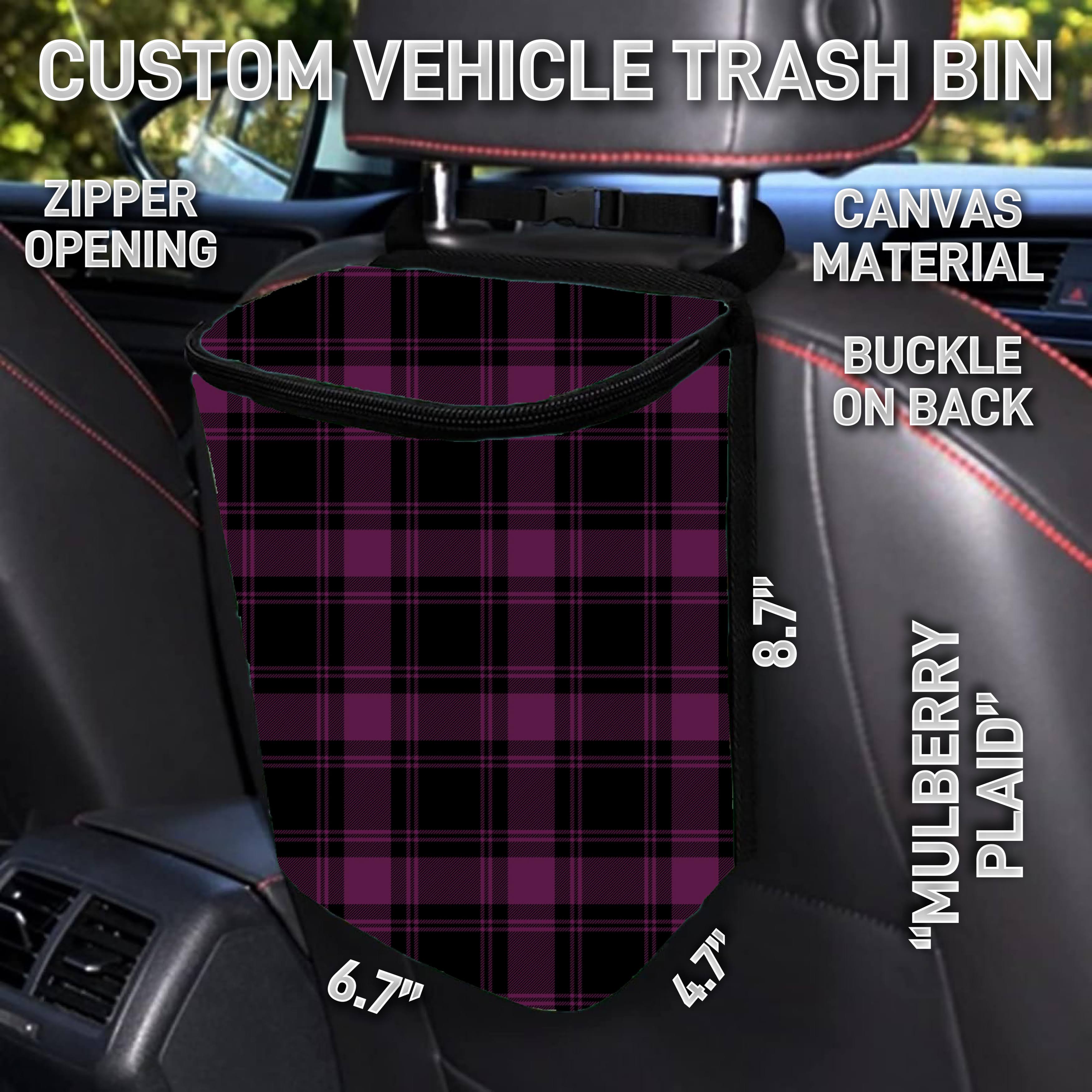 VT2B - Mulberry Plaid Car Trash Bins - Preorder ETA: Early Feb