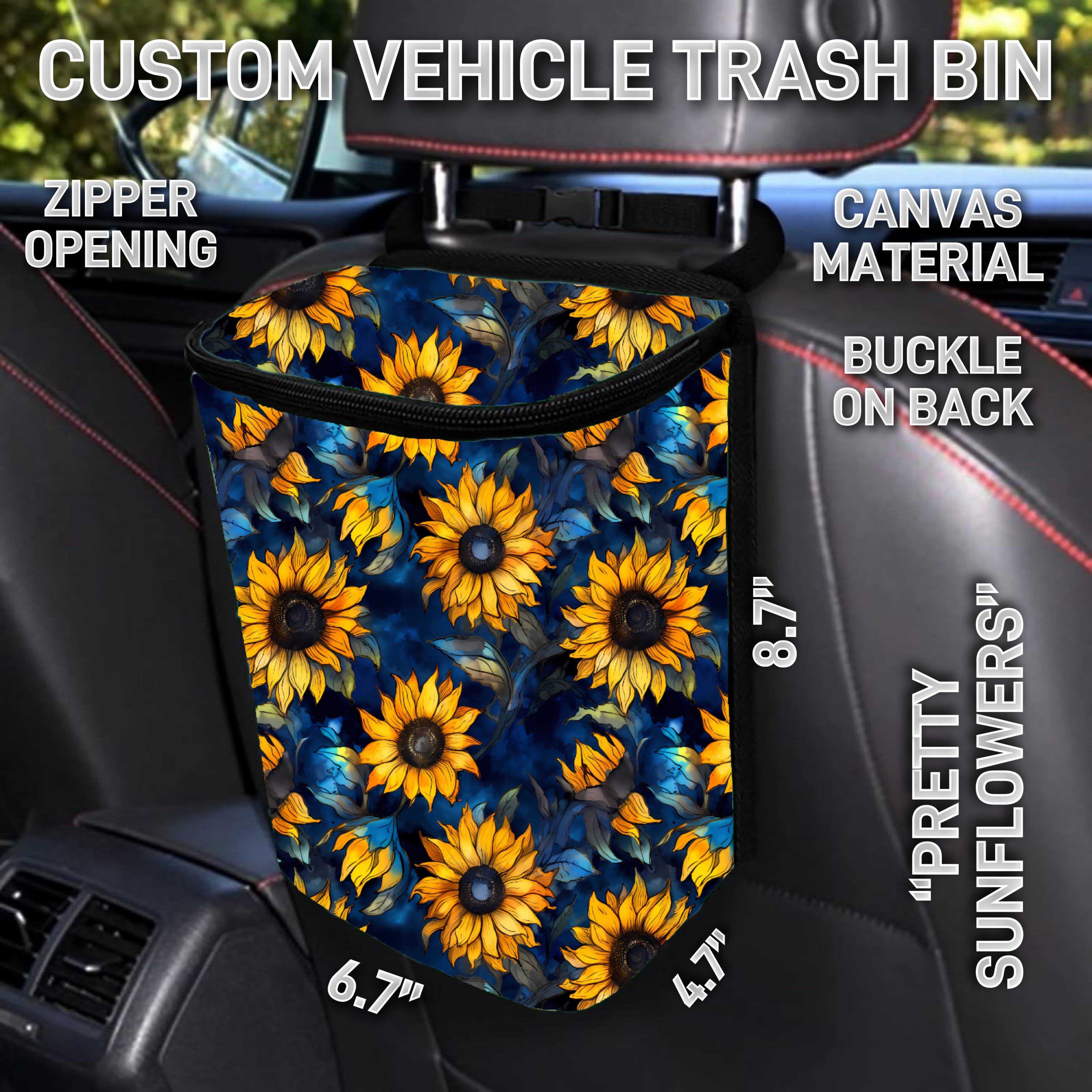 VT2B - Pretty Sunflowers Car Trash Bins - Preorder ETA: Early Feb