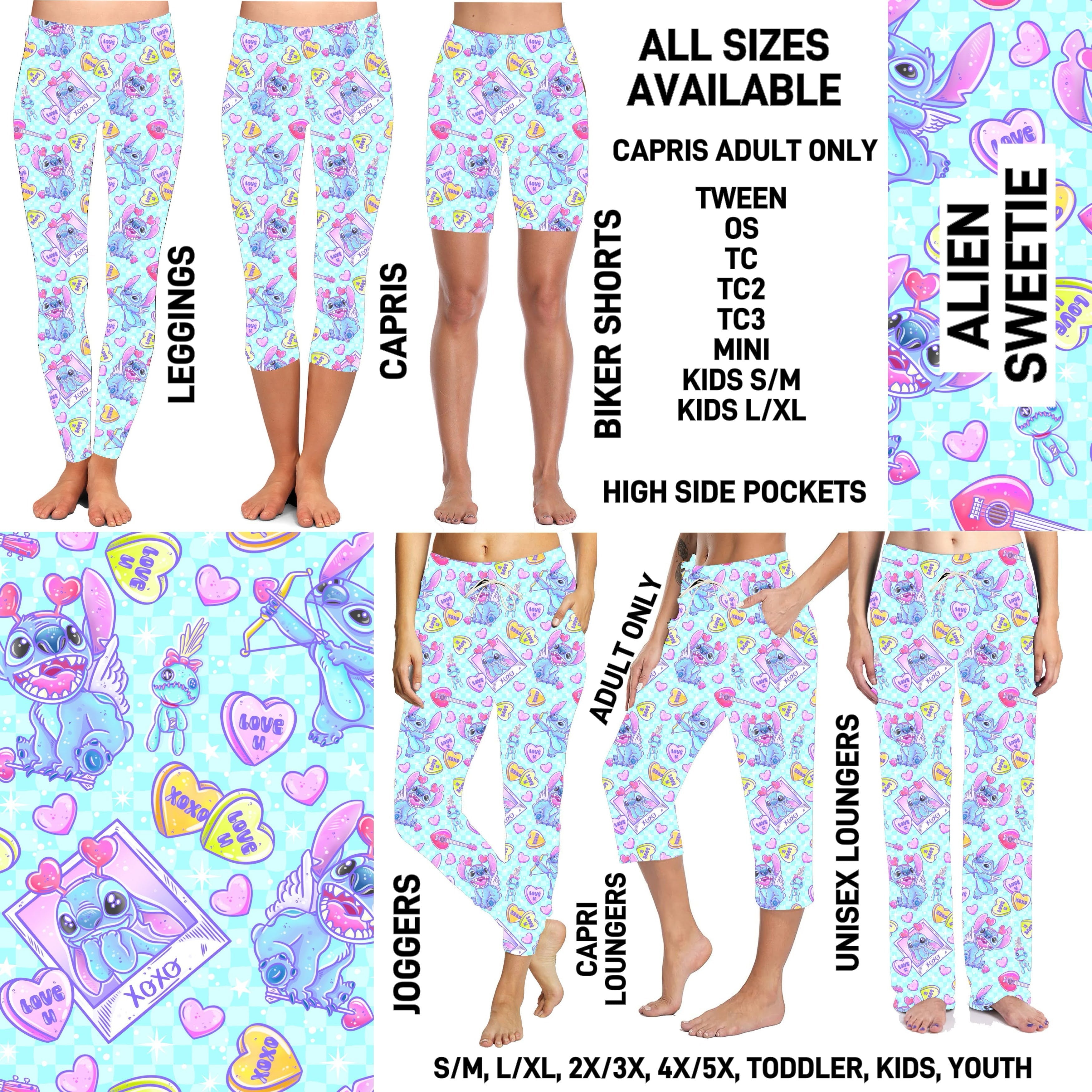 RTS - Alien Sweetie Biker/Capris/Leggings with High Side Pockets