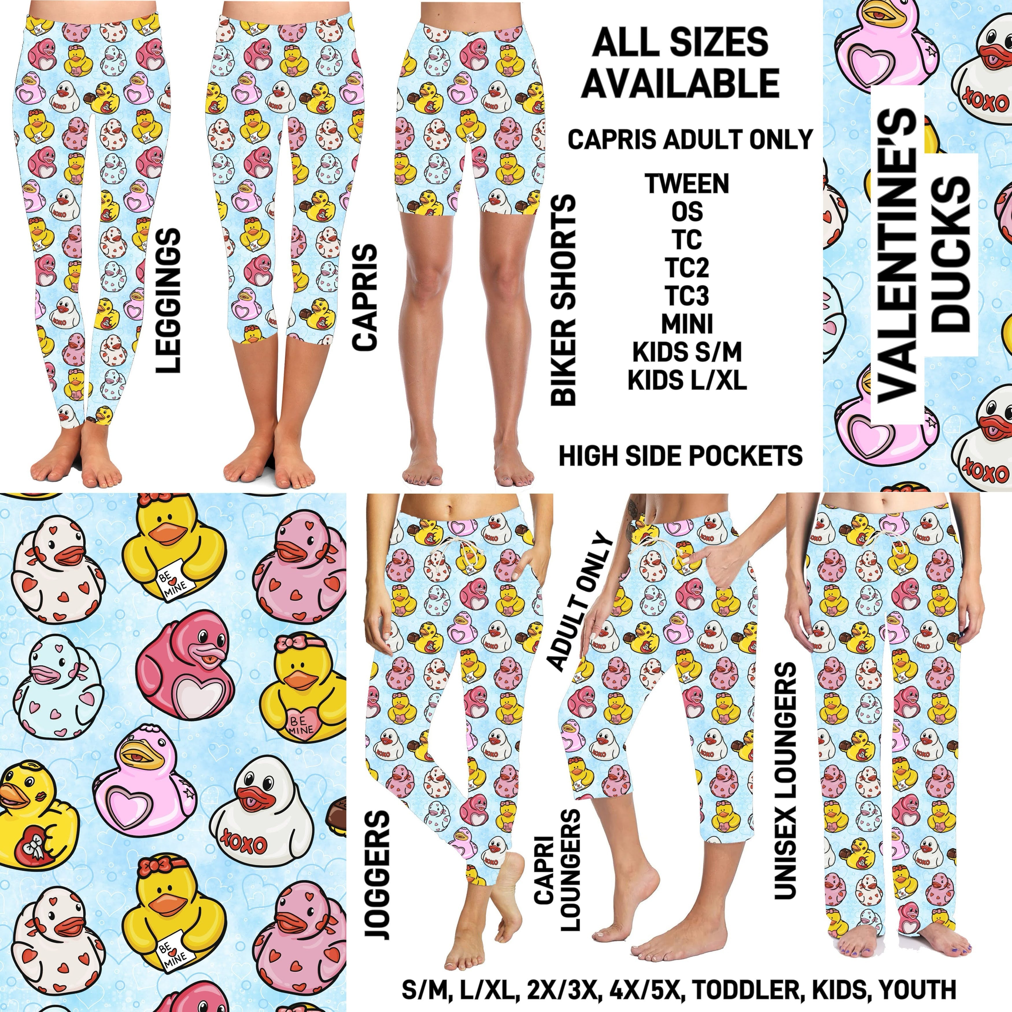 VD2B - Valentine's Ducks Unisex Full Joggers/Unisex Capri/Full Loungers - Preorder ETA: Late Jan