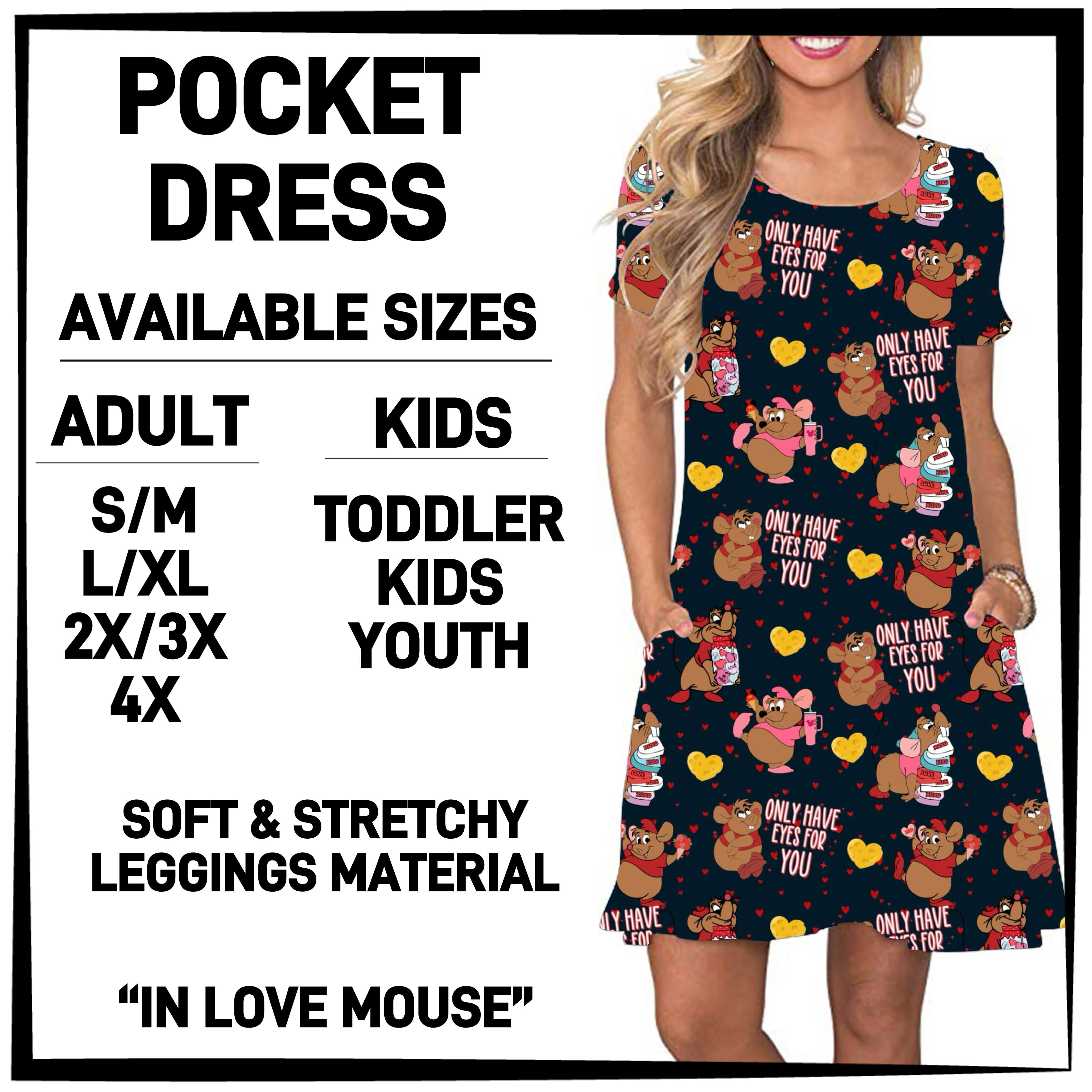 VD2B - In Love Mouse Pocket Dress - Preorder ETA: Late Jan