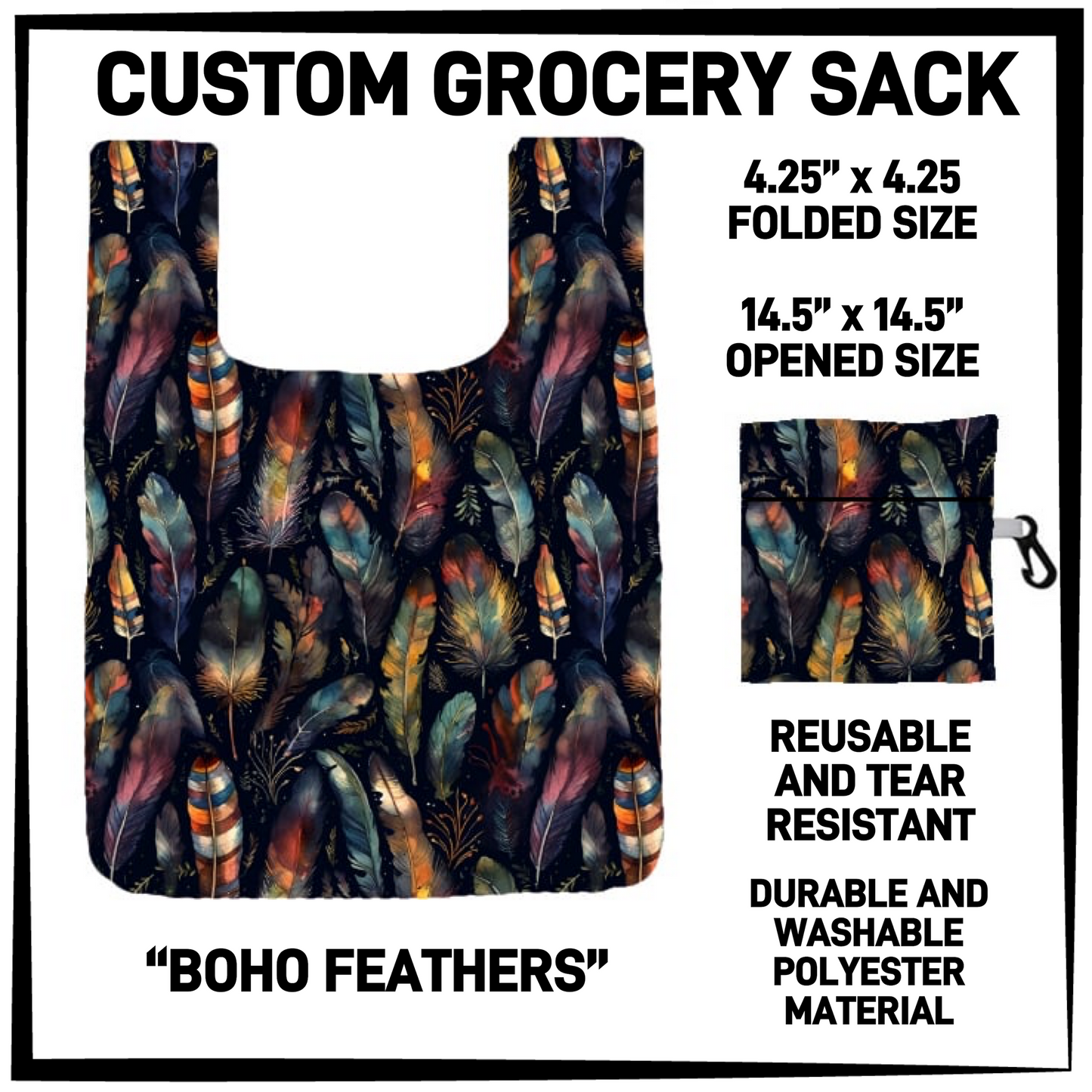 GRC4 - Boho Feathers Grocery Sack - Preorder Closing 9/10 ETA: Early Dec