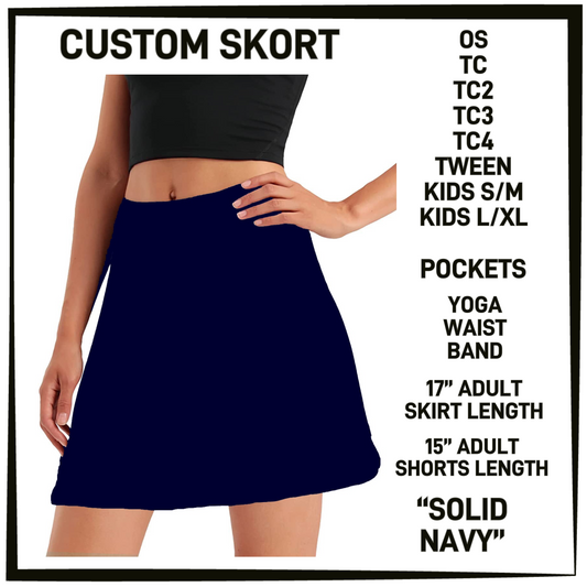 S0RK - Solid Navy Skort with Pockets - Preorder Closing 5/7 ETA: Early July