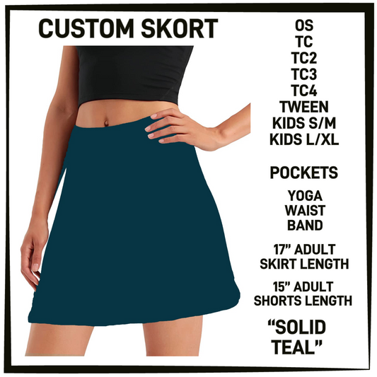 S0RK - Solid Teal Skort with Pockets - Preorder Closing 5/7 ETA: Early July