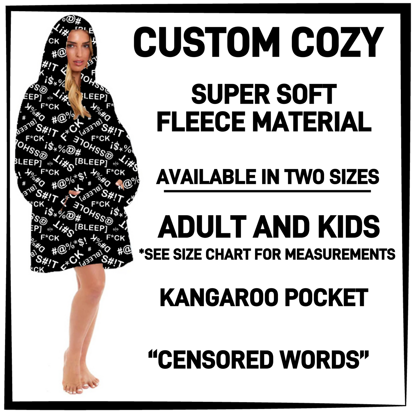 CZ2Y - Censored Words Hooded Cozy - Preorder Closing 9/15 ETA: Mid-Dec
