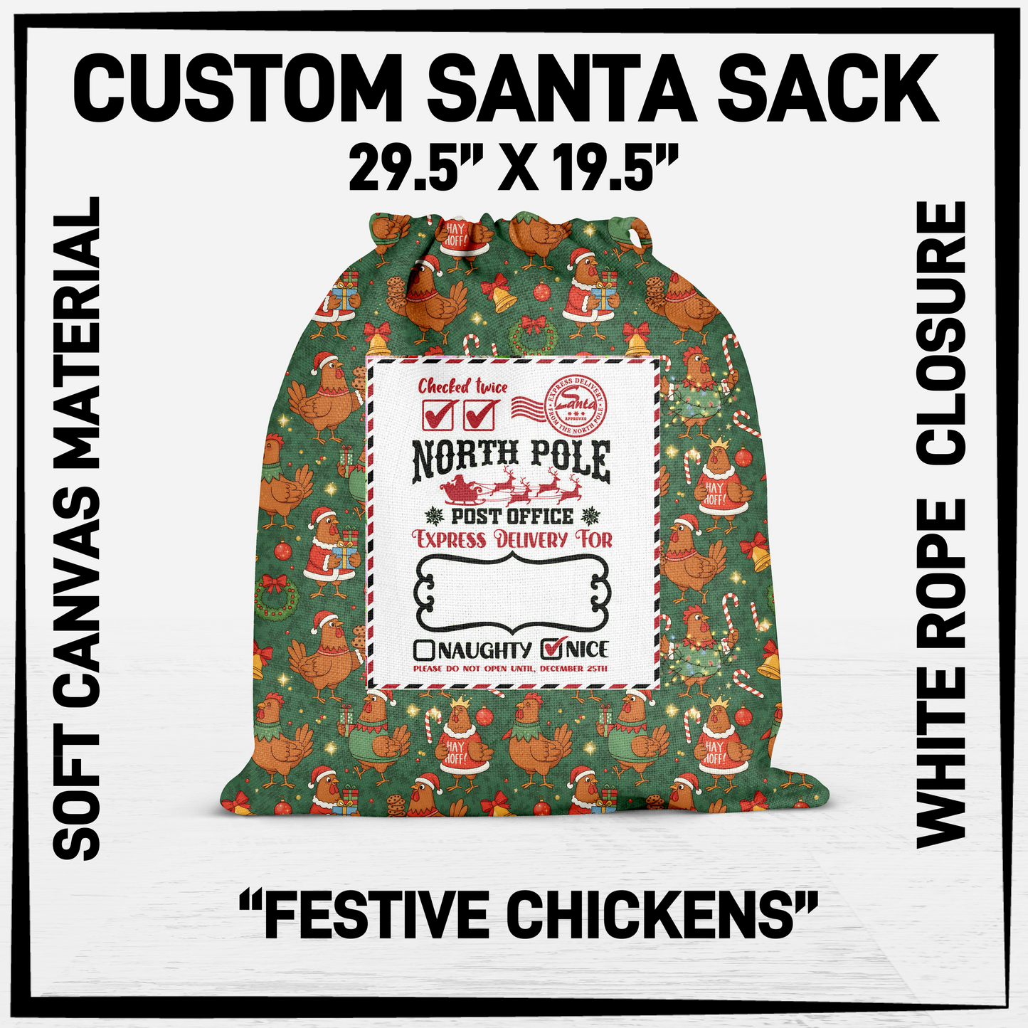 SNCS - Festive Chickens Santa Sack - Preorder Closing 9/17 ETA: Mid-Dec