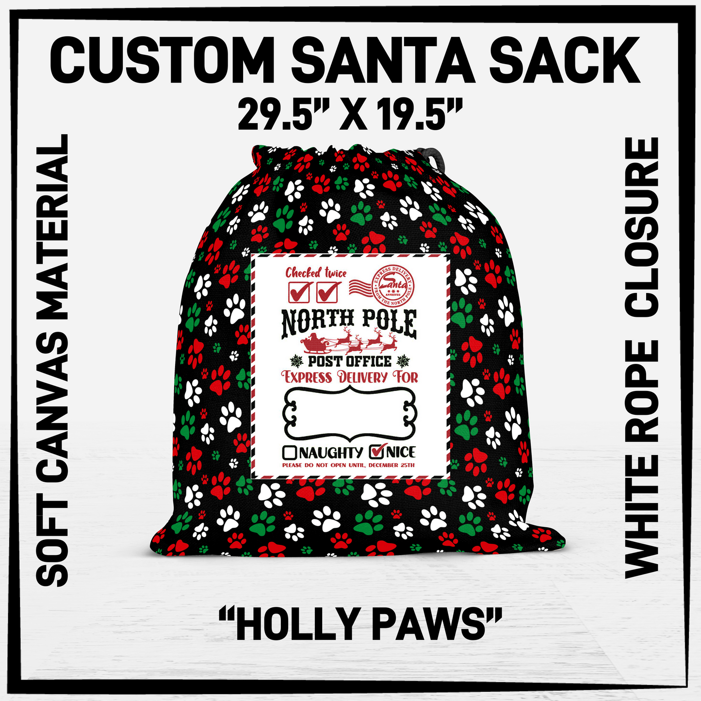 SNCS - Holly Paws Santa Sack - Preorder Closing 9/17 ETA: Mid-Dec