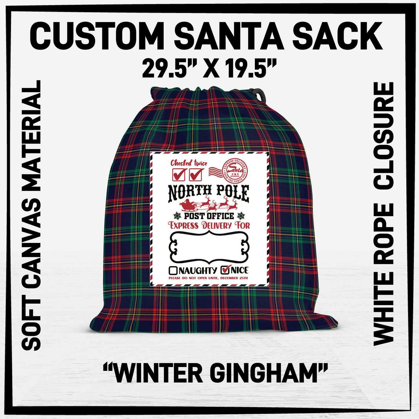 SNCS - Winter Gingham Santa Sack - Preorder Closing 9/17 ETA: Mid-Dec