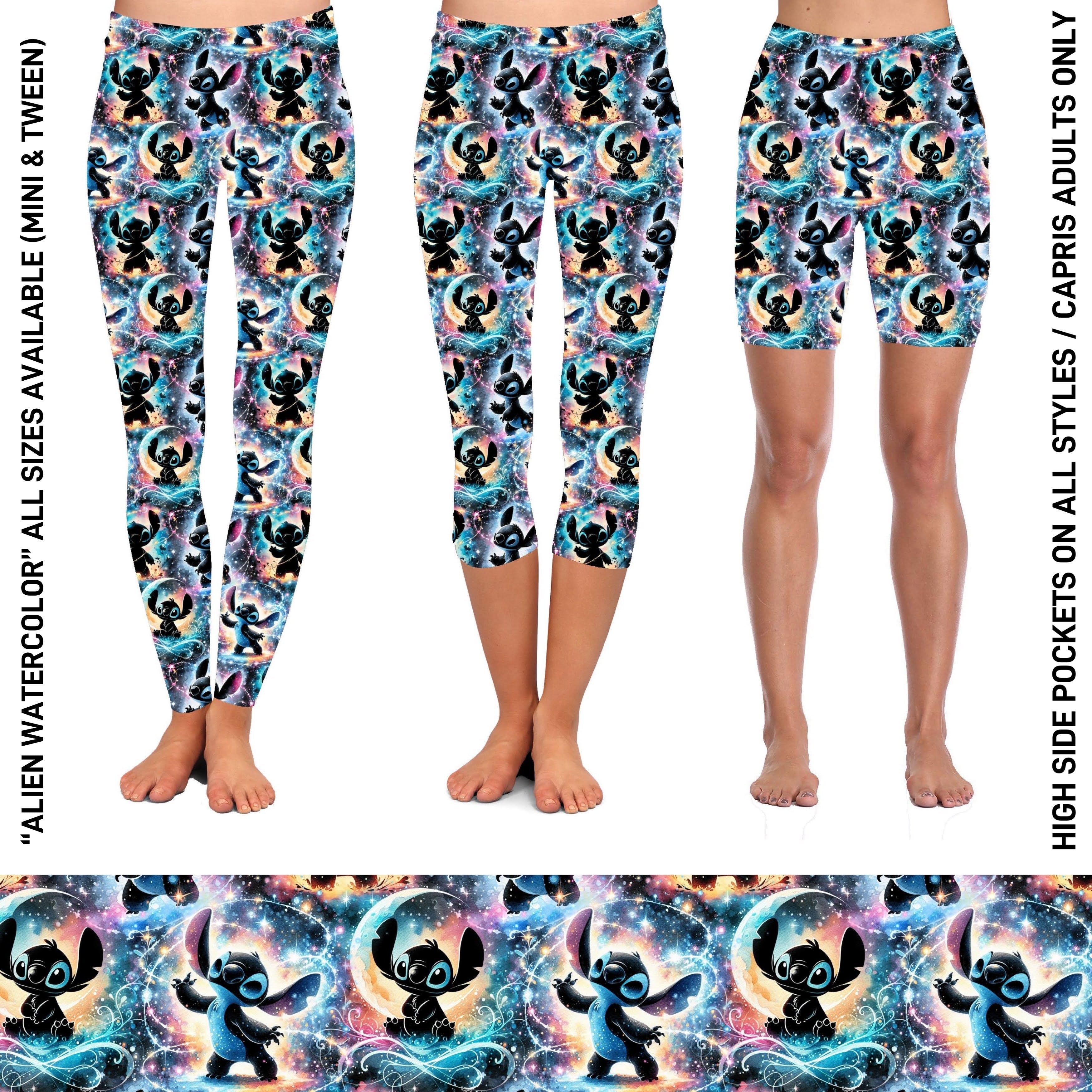 RTS - Alien Watercolor Capris with High Side Pockets