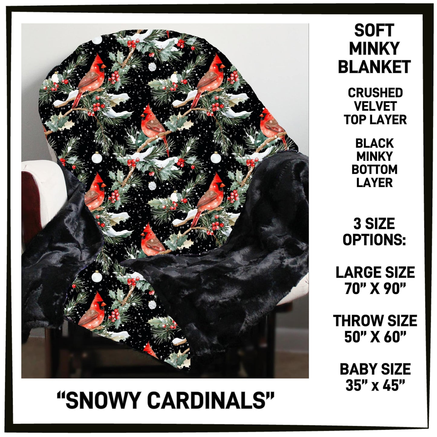 RTS - Snowy Cardinals Minky Blanket