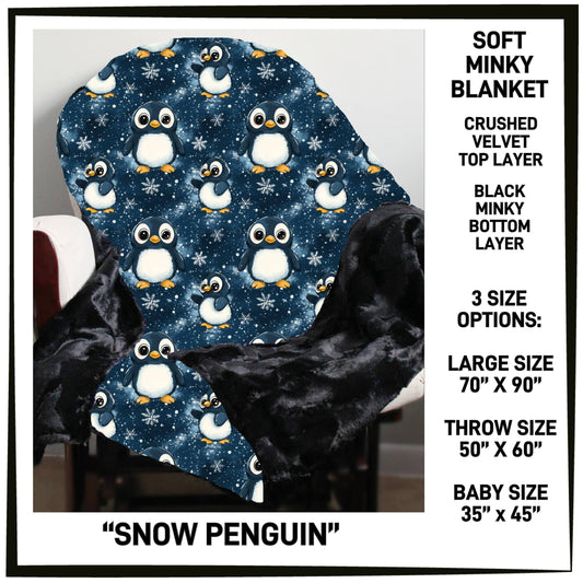 RTS - Snow Penguin Minky Blanket