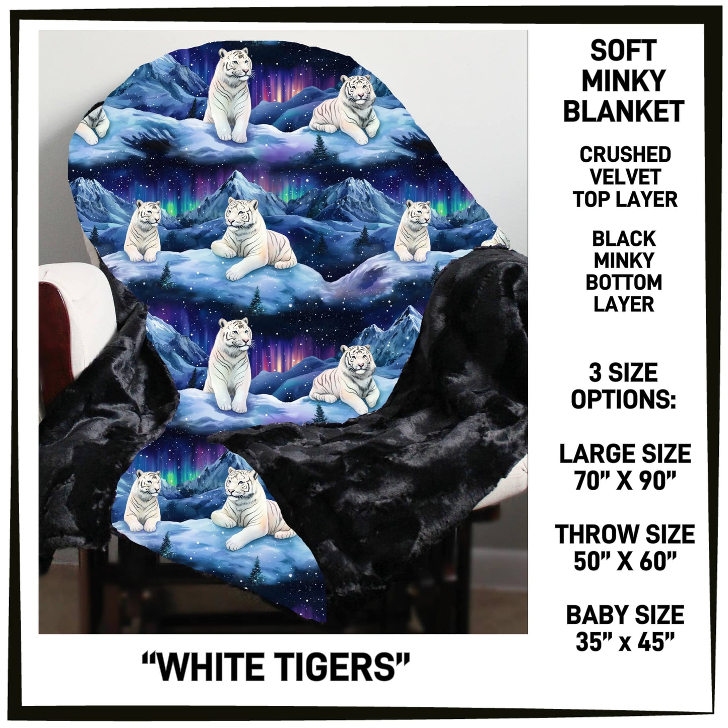 RTS - White Tigers Minky Blanket