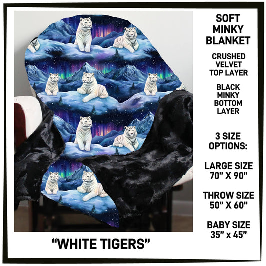 RTS - White Tigers Minky Blanket