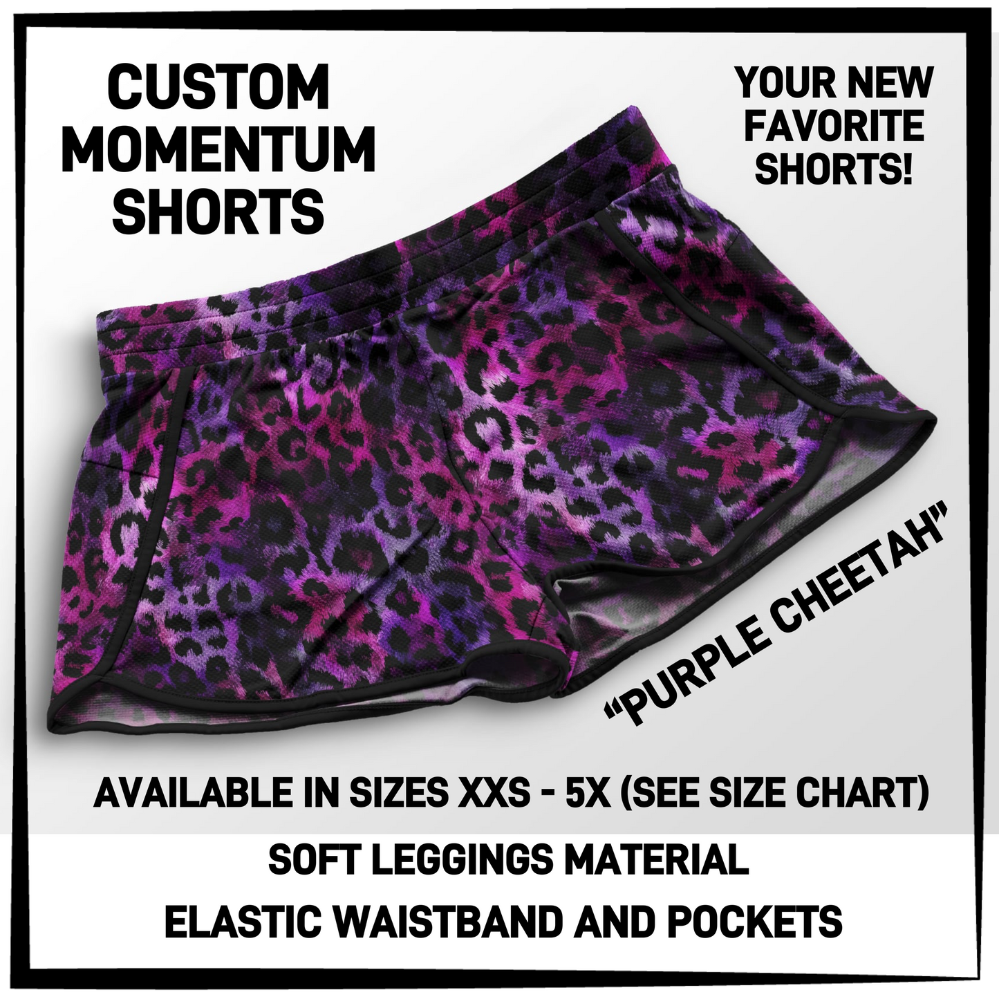 MO1T - Purple Cheetah Momentum Shorts with Pockets - Preorder Closing 5/19 ETA: Mid-July