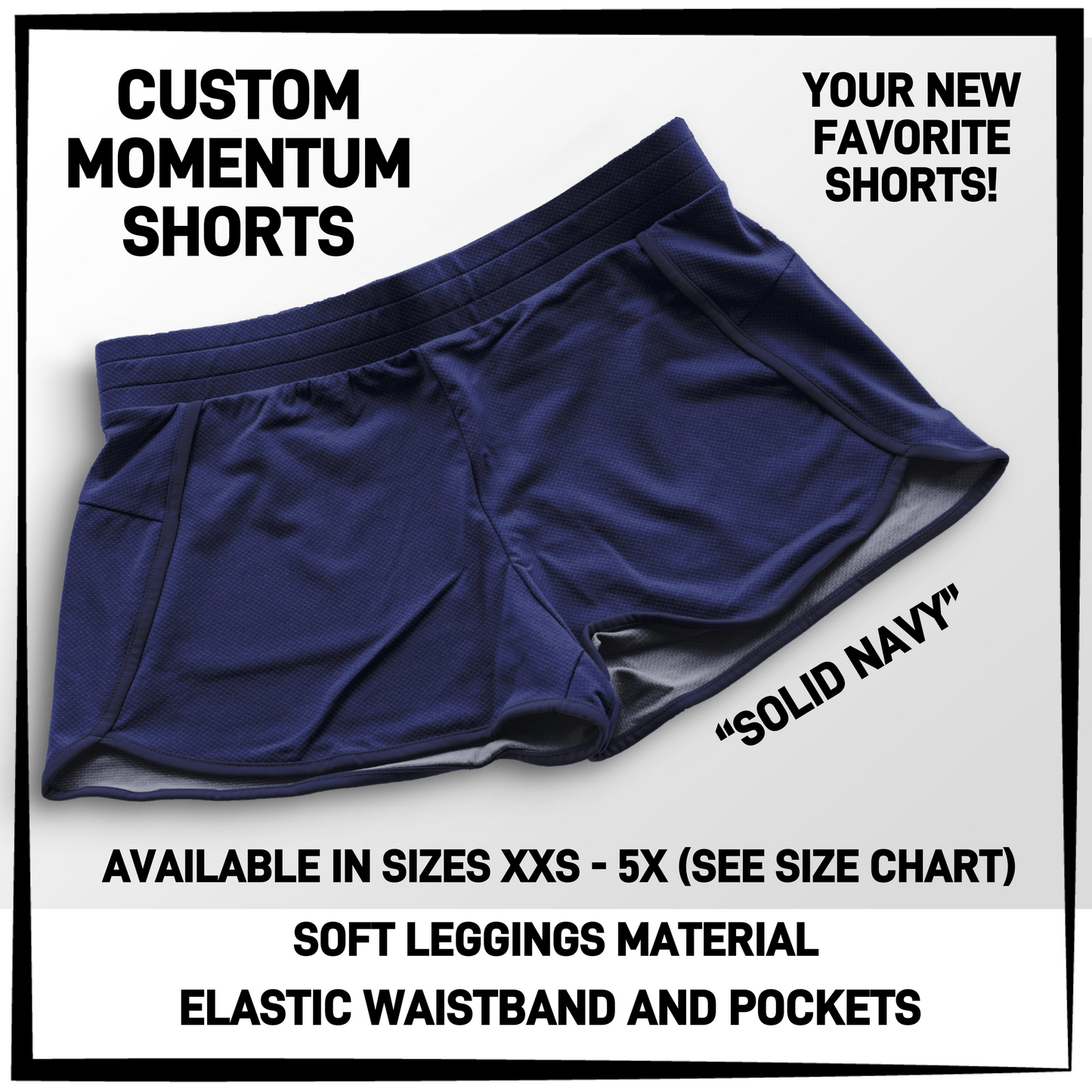 MO1T - Solid Navy Momentum Shorts with Pockets - Preorder Closing 5/19 ETA: Mid-July