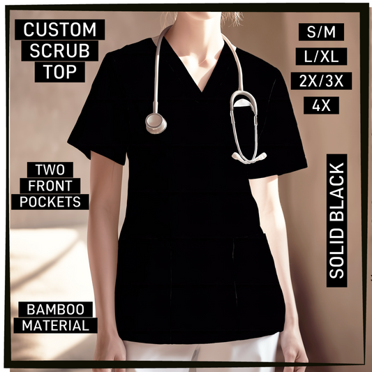SC0B - Solid Black V-Neck Scrub Top - Preorder Closing 5/26 ETA: Late July