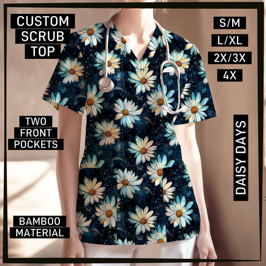 SC0B - Daisy Days V-Neck Scrub Top - Preorder Closing 5/26 ETA: Late July
