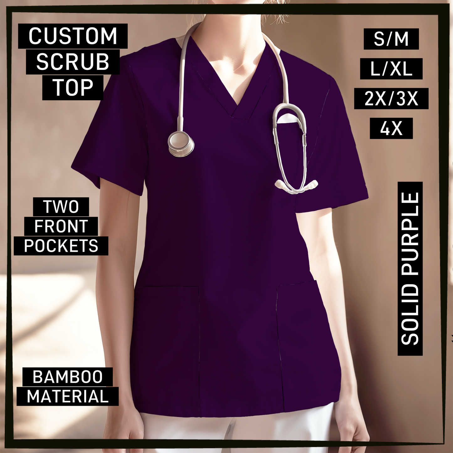 SC0B - Solid Purple V-Neck Scrub Top - Preorder Closing 5/26 ETA: Late July