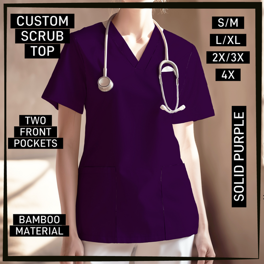 SC0B - Solid Purple V-Neck Scrub Top - Preorder Closing 5/26 ETA: Late July