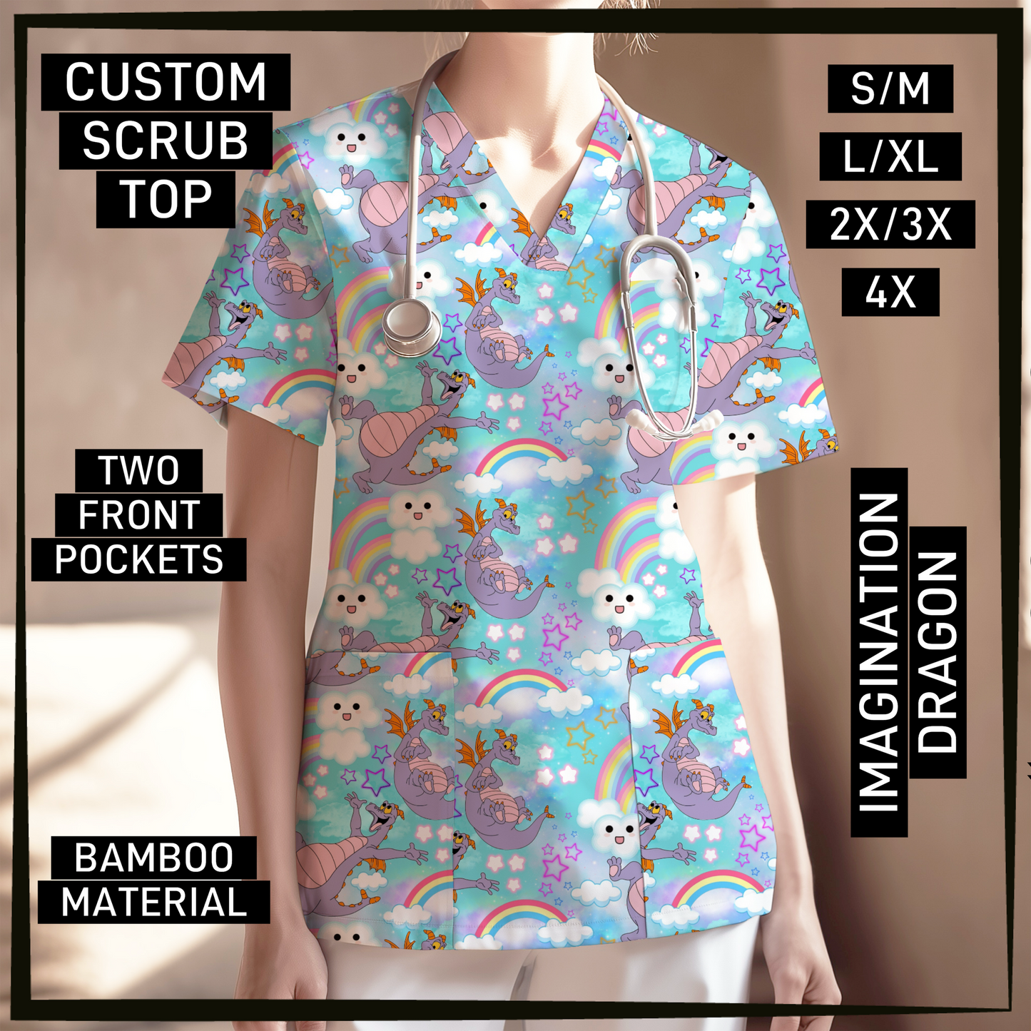 SC0B - Imagination Dragon V-Neck Scrub Top - Preorder Closing 5/26 ETA: Late July