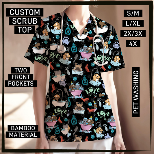 SC0B - Pet Washing V-Neck Scrub Top - Preorder Closing 5/26 ETA: Late July