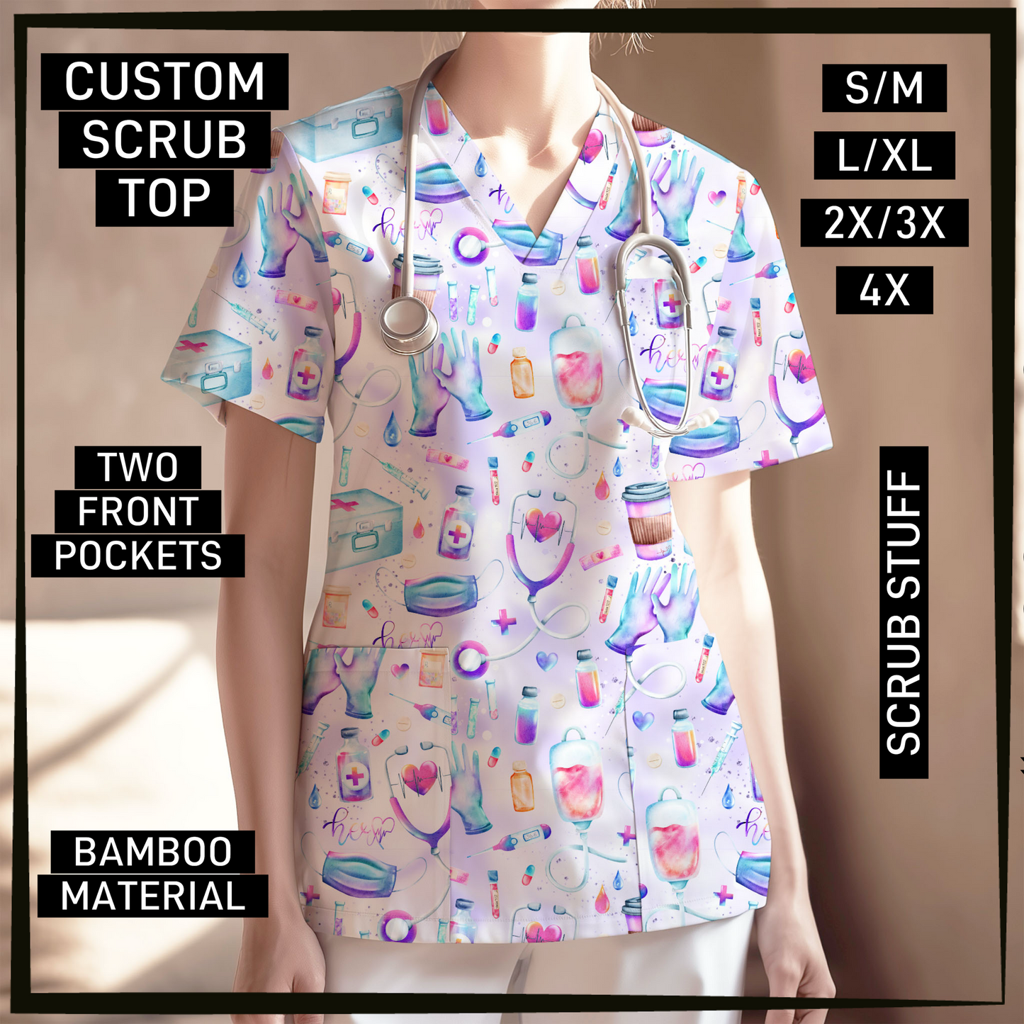 SC0B - Scrub Stuff V-Neck Scrub Top - Preorder Closing 5/26 ETA: Late July
