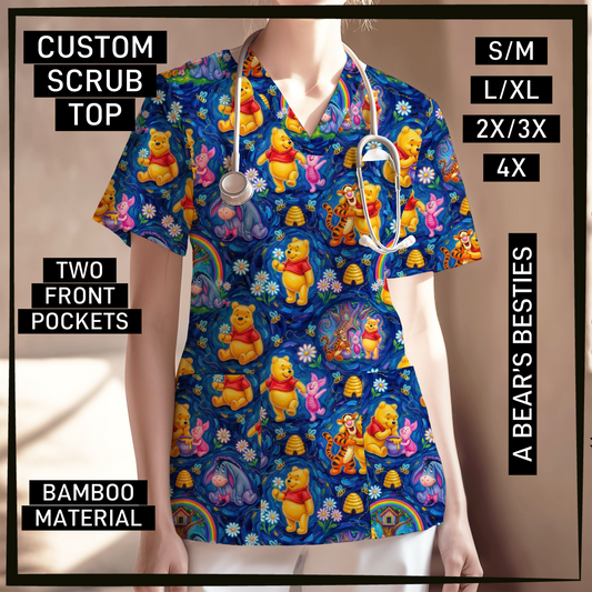 SC0B - A Bear's Besties V-Neck Scrub Top - Preorder Closing 5/26 ETA: Late July