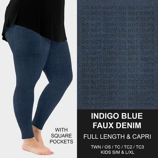 B256 - Preorder Indigo Blue Faux Denim Leggings w/ Pockets (Closes 10/19. ETA: late Dec.)