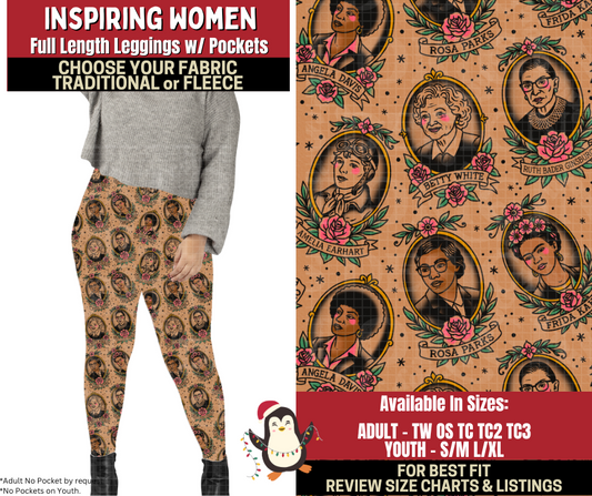 Preorder! Closes 9/4. ETA Dec. Inspiring Women Leggings Choose Fleece or Traditional