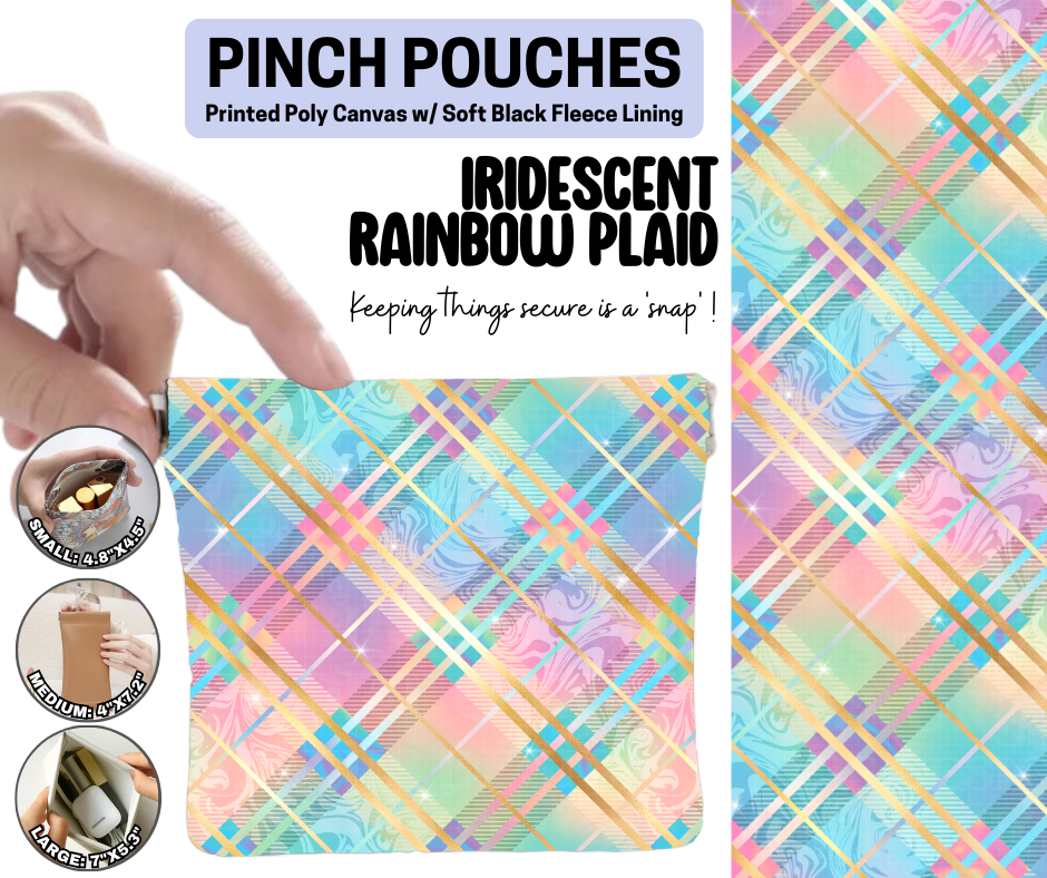 Iridescent Rainbow Plaid Pinch Pouches
