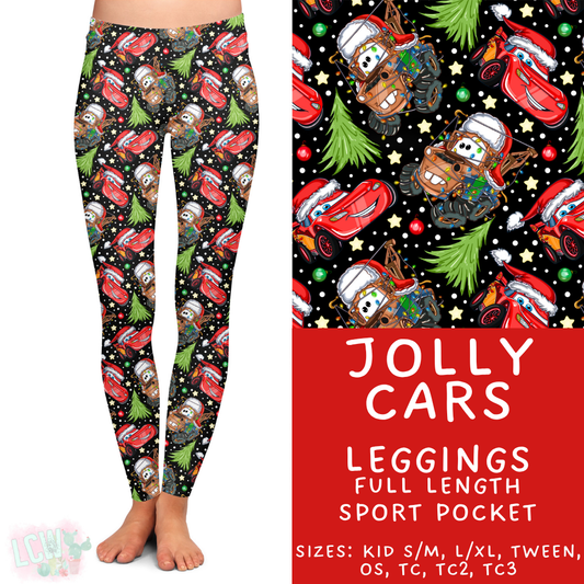 Ready to Ship - Jolly Cars Full Length Leggings - Sport Pocket OS & TC