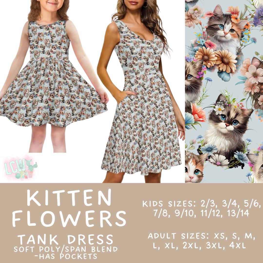 Ready To Ship - Kitten Flowers Girls Tank Dress