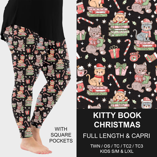 B311 - Preorder Kitty Book Christmas Leggings w/ Pockets (Closes 9/06. ETA: mid Nov.)