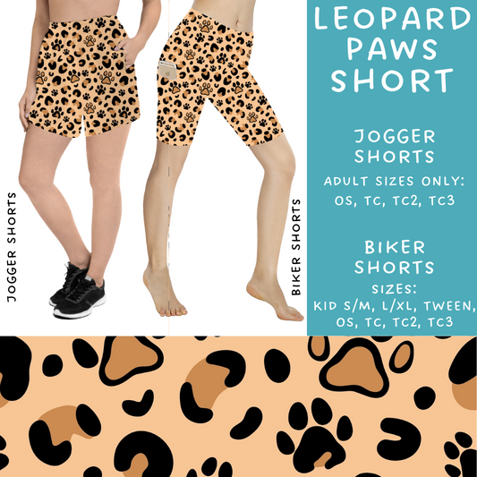 Ready To Ship - Leopard Paws Biker & Jogger Shorts
