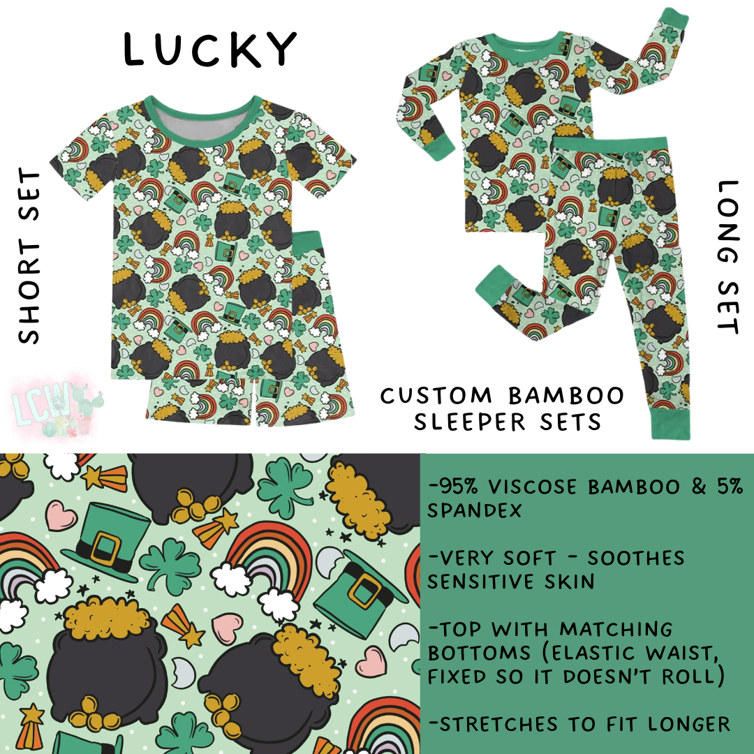 Ready to Ship - Lucky Bamboo Short Set - 16 & Long Sleeper Set - 8