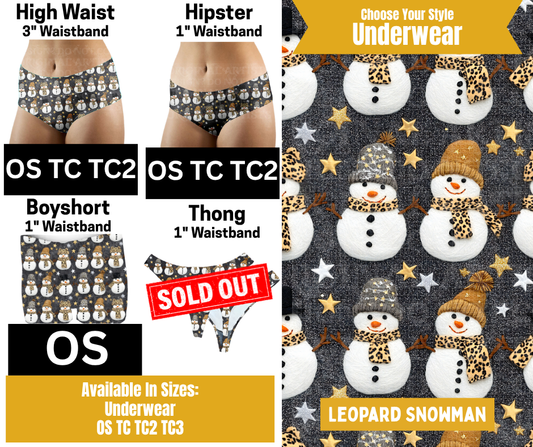 Leopard Snowmen Hipster, High Waist, Boyshort Underwear