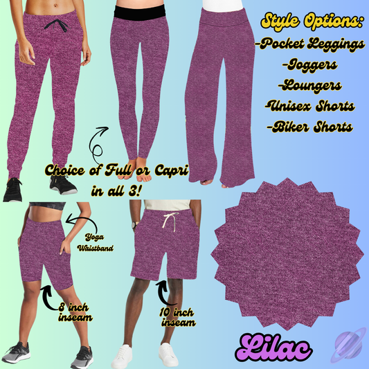 COLORFUL DENIM RERUN-LILAC-BOTTOMS 5 STYLES-PREORDER CLOSING 3/22