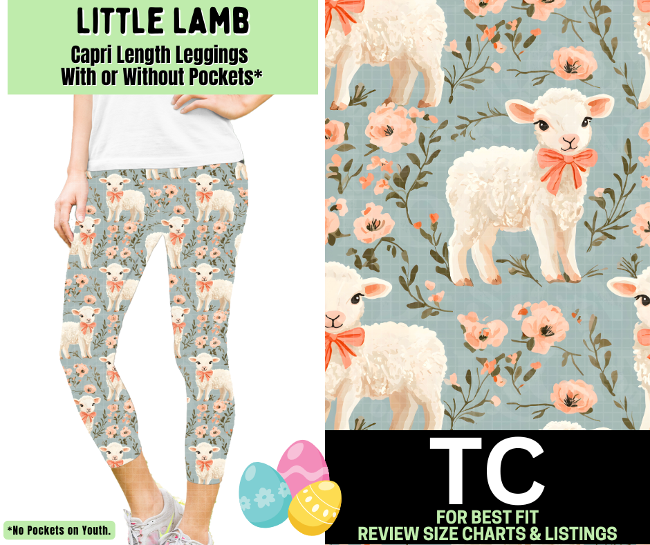 Little Lamb Capri Length Leggings w/ Pockets
