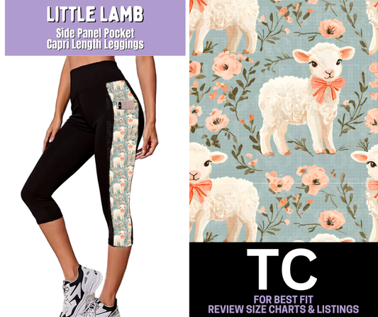 Little Lamb Side Panel Pocket Capri Length Leggings