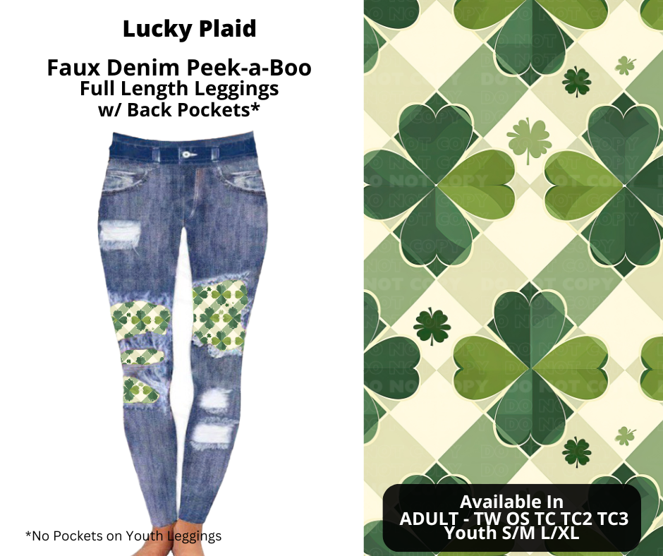 Preorder! Closes 12/9. ETA Feb. Lucky Plaid Faux Denim Peekaboo Full Length