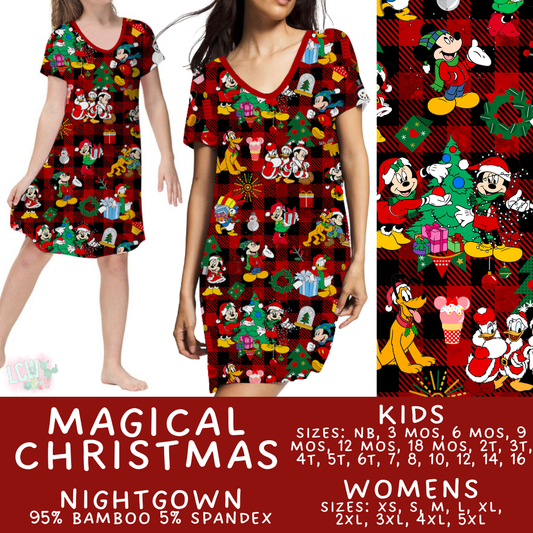 Ready to Ship - Magical Christmas Adult & Kid's Bamboo Nightgown - 6T Adult M